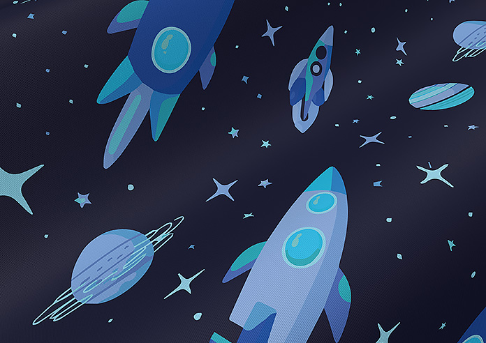 Rocket Adventure, Cosmic Blue - Roller Blind - Image 4